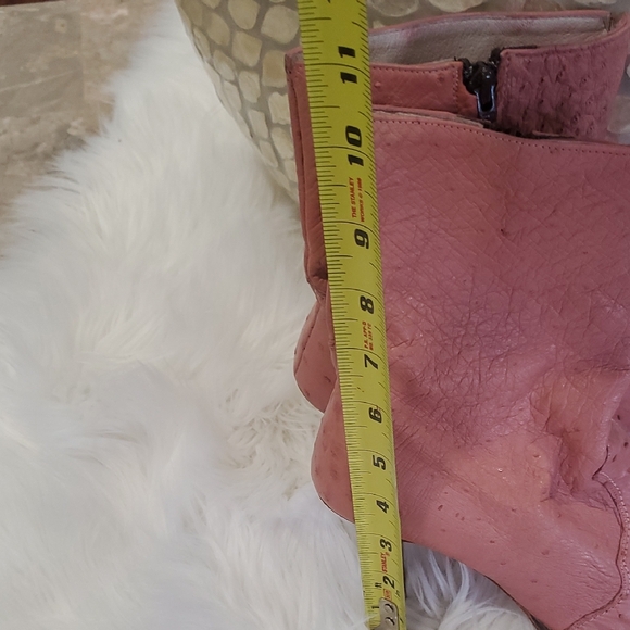Frida Cuadra Ostrich  Barbicore Pink Leather Pointed Western  Heeled Boots - Picture 9 of 16